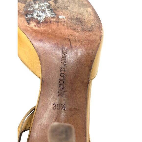 Manolo Blahnik Vintage Tan Slingback Heels Size 39.5 US 9.5 - Picture 8 of 11